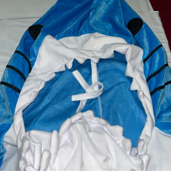 Shark blue costume BLANKET sleeping bag COSTUME hoodie full suit youth large - Picture 8 of 12